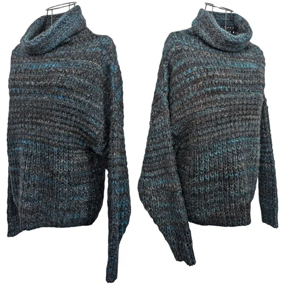 Zadig & Voltaire Milord Mix Wool Blend Blue Italian Made Cowl Neck Sweater Small - Picture 2 of 8
